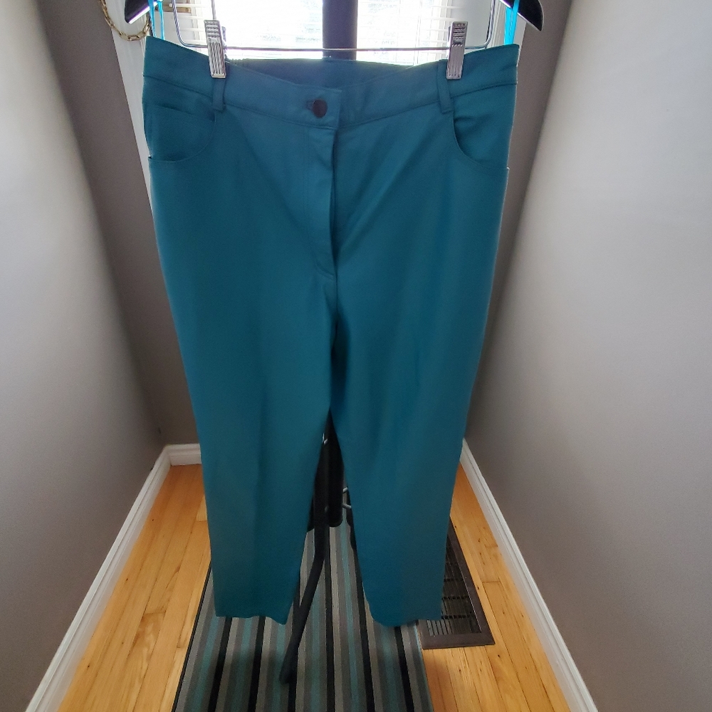 Vintage aqua leather pants size 14